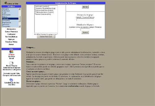 Módulo de administración de grupos de usuarios